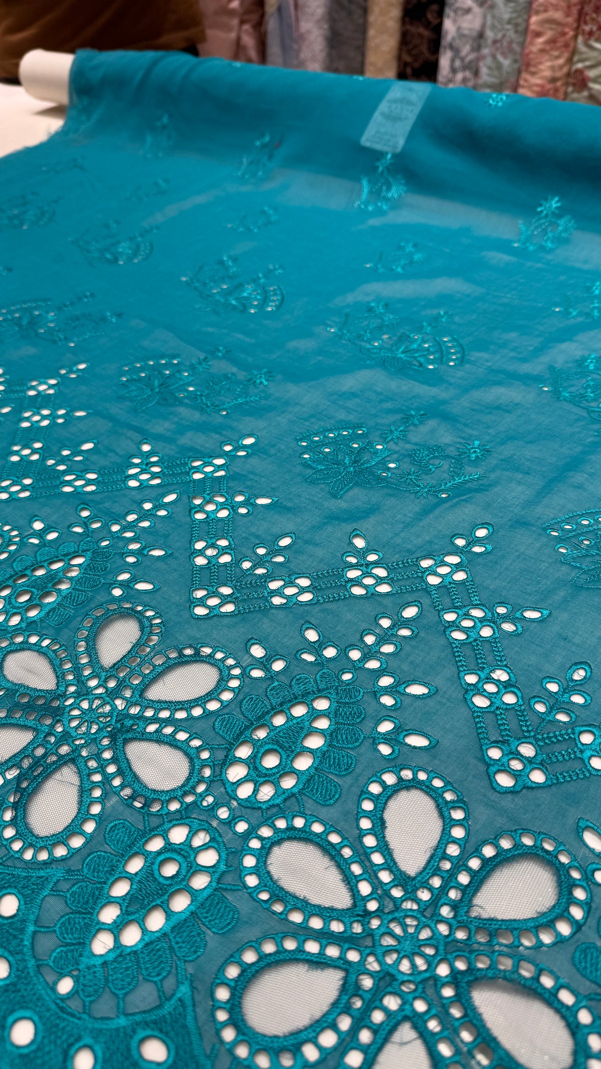 Turquoise Blue Embroidered Unstitched Fabric
