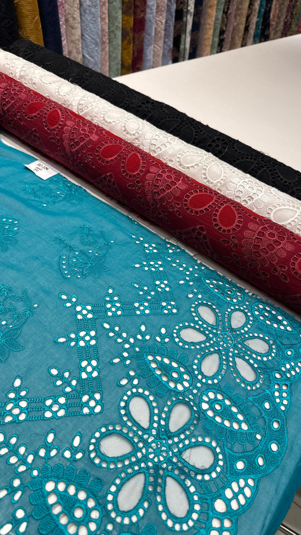 Turquoise Blue Embroidered Unstitched Fabric