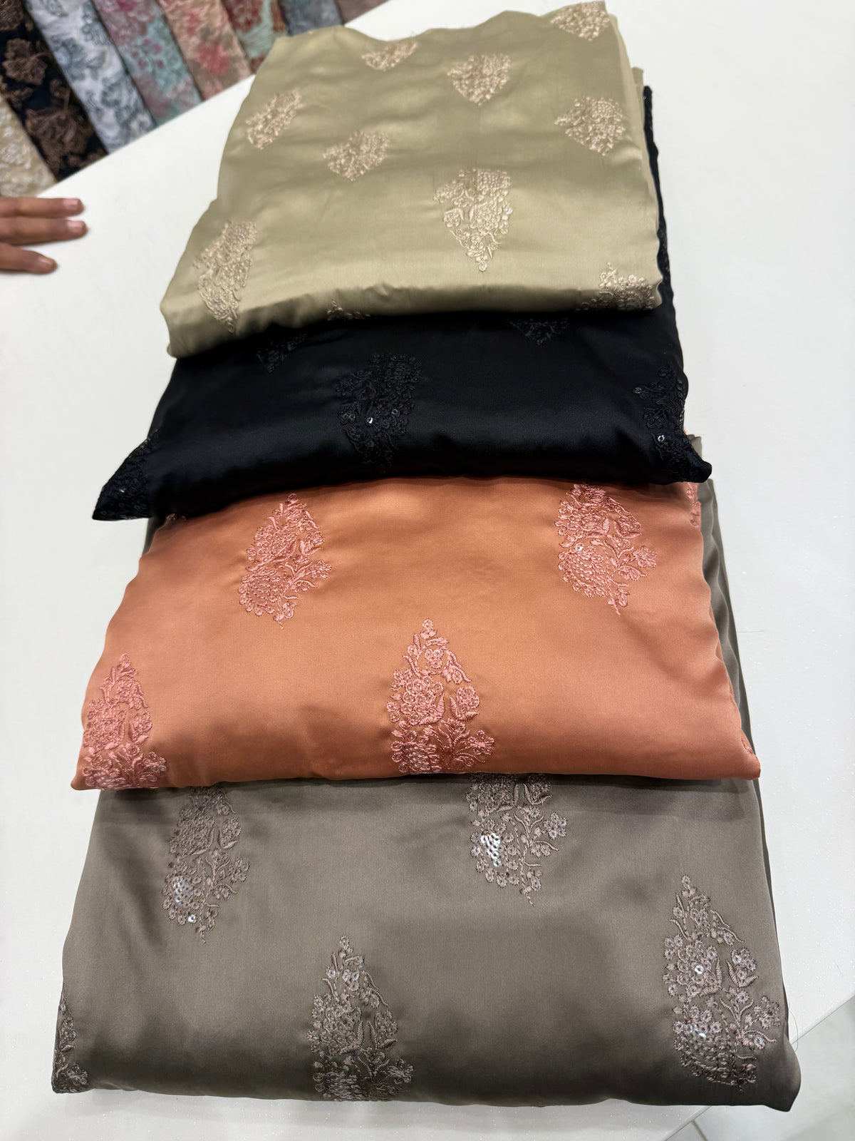 Grey Shimmer Silk Embroidered Unstitched Fabric