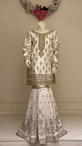 Ivory Gold Embroidered Bridal Sharara Suit