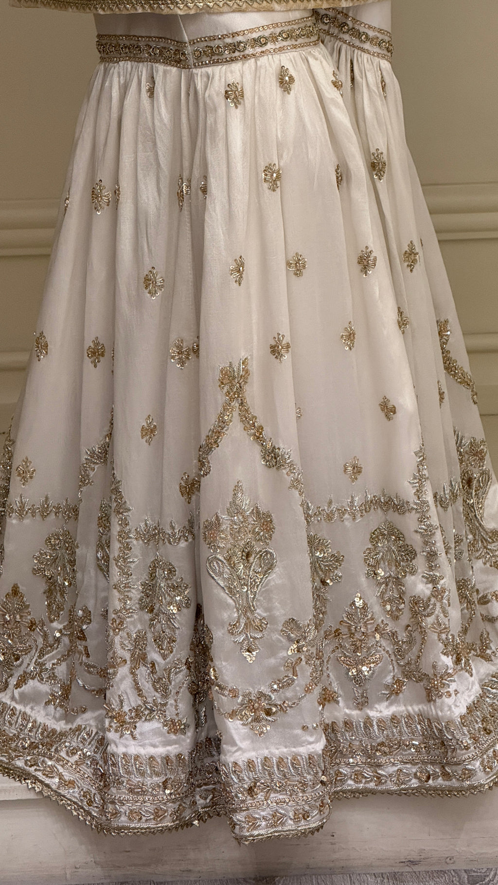 Ivory Gold Embroidered Bridal Sharara Suit