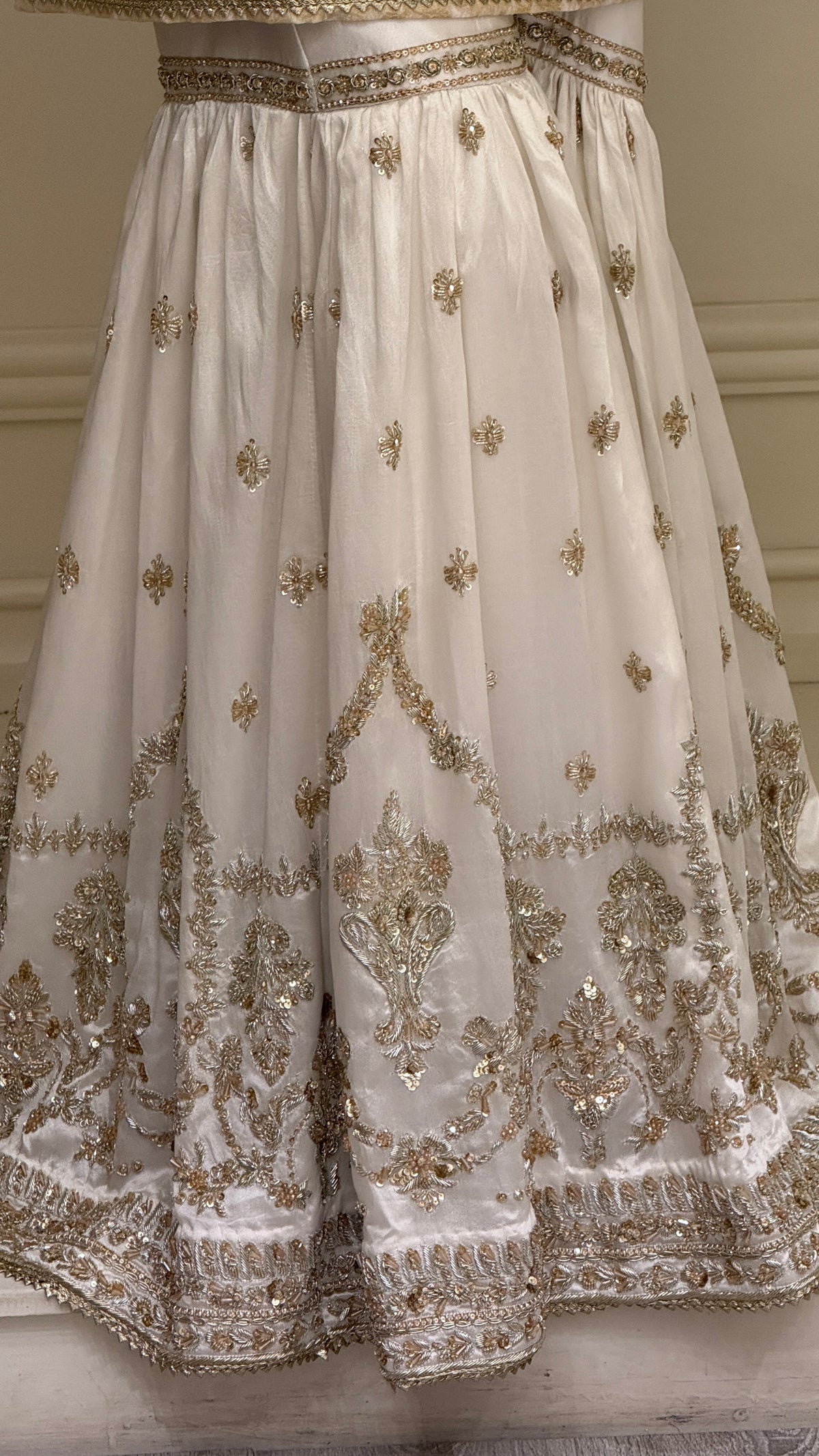 Ivory Gold Embroidered Bridal Sharara Suit