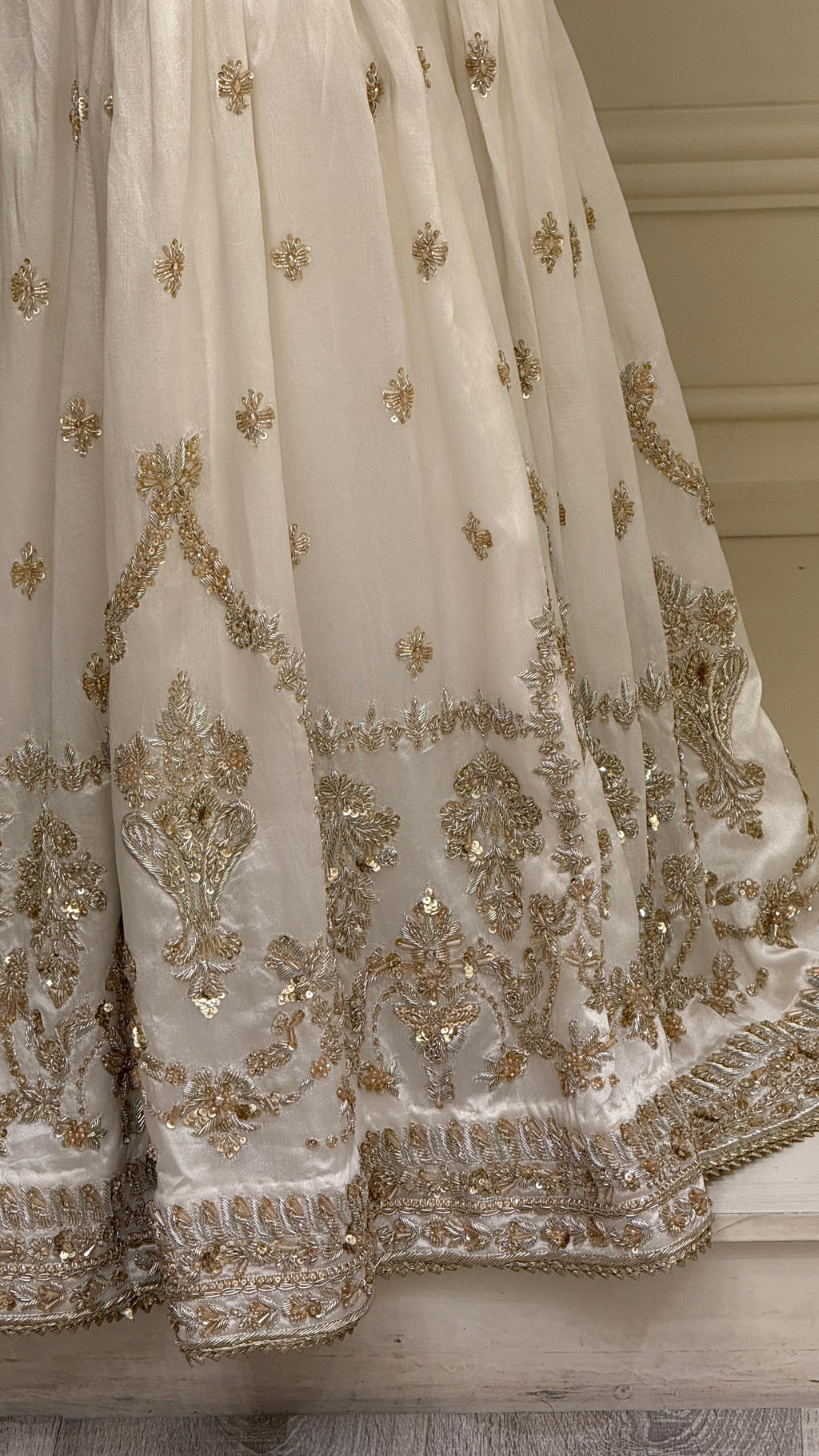 Ivory Gold Embroidered Bridal Sharara Suit
