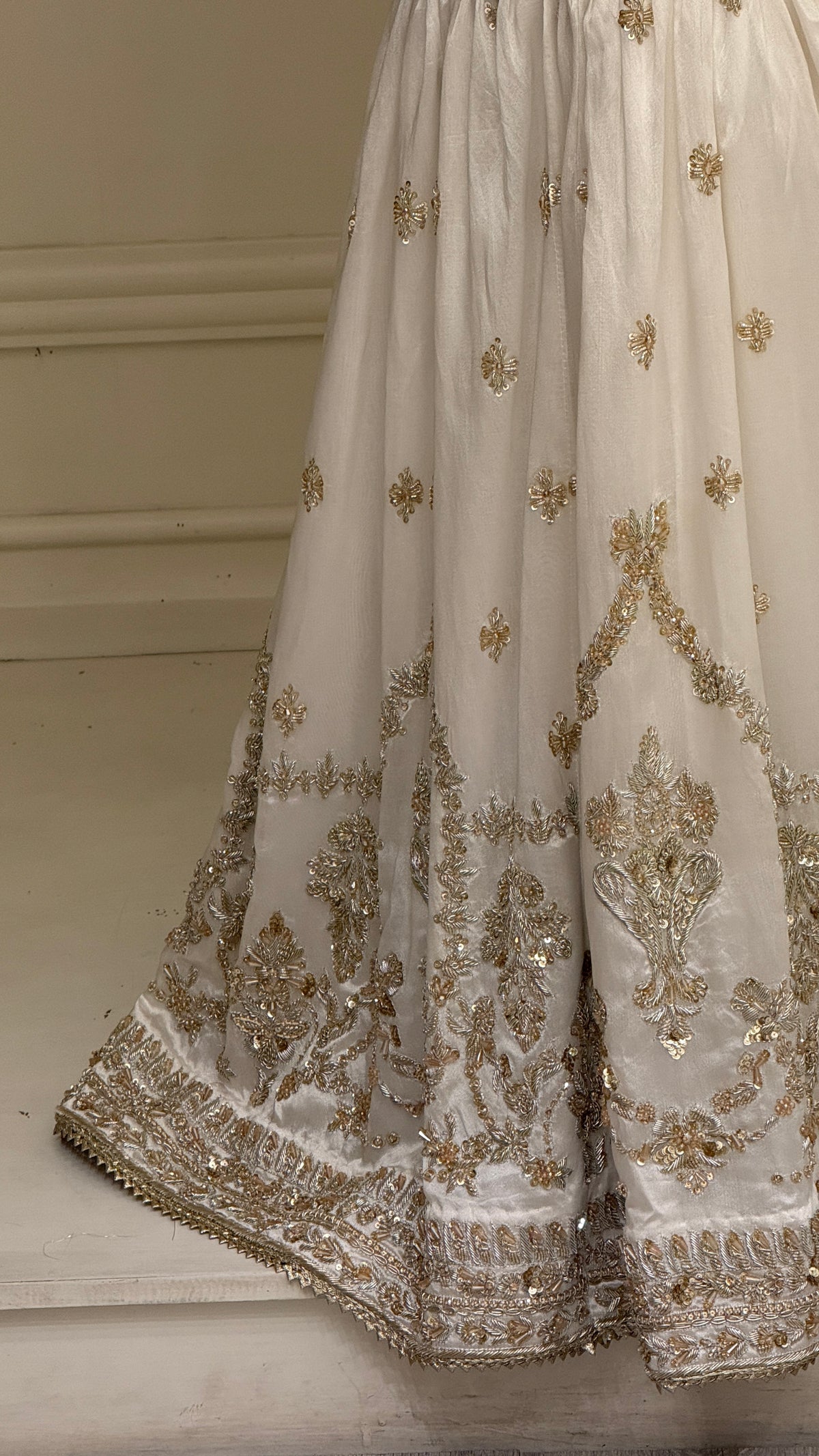 Ivory Gold Embroidered Bridal Sharara Suit