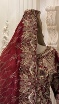 Maroon Gold Embroidered Bridal Maxi